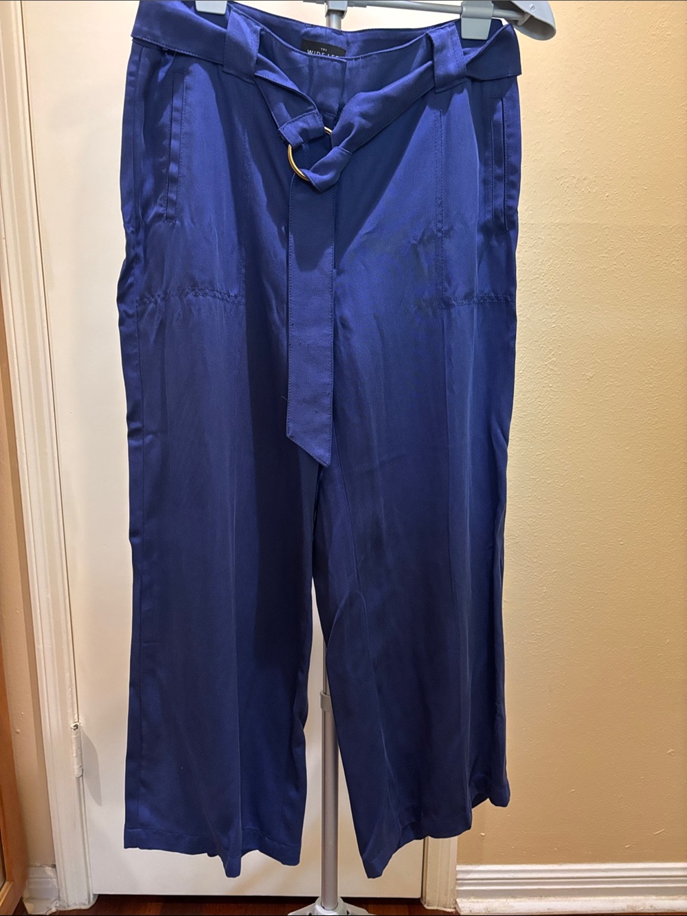 White House Black Market Royal Blue Wide-Leg Belted Capris